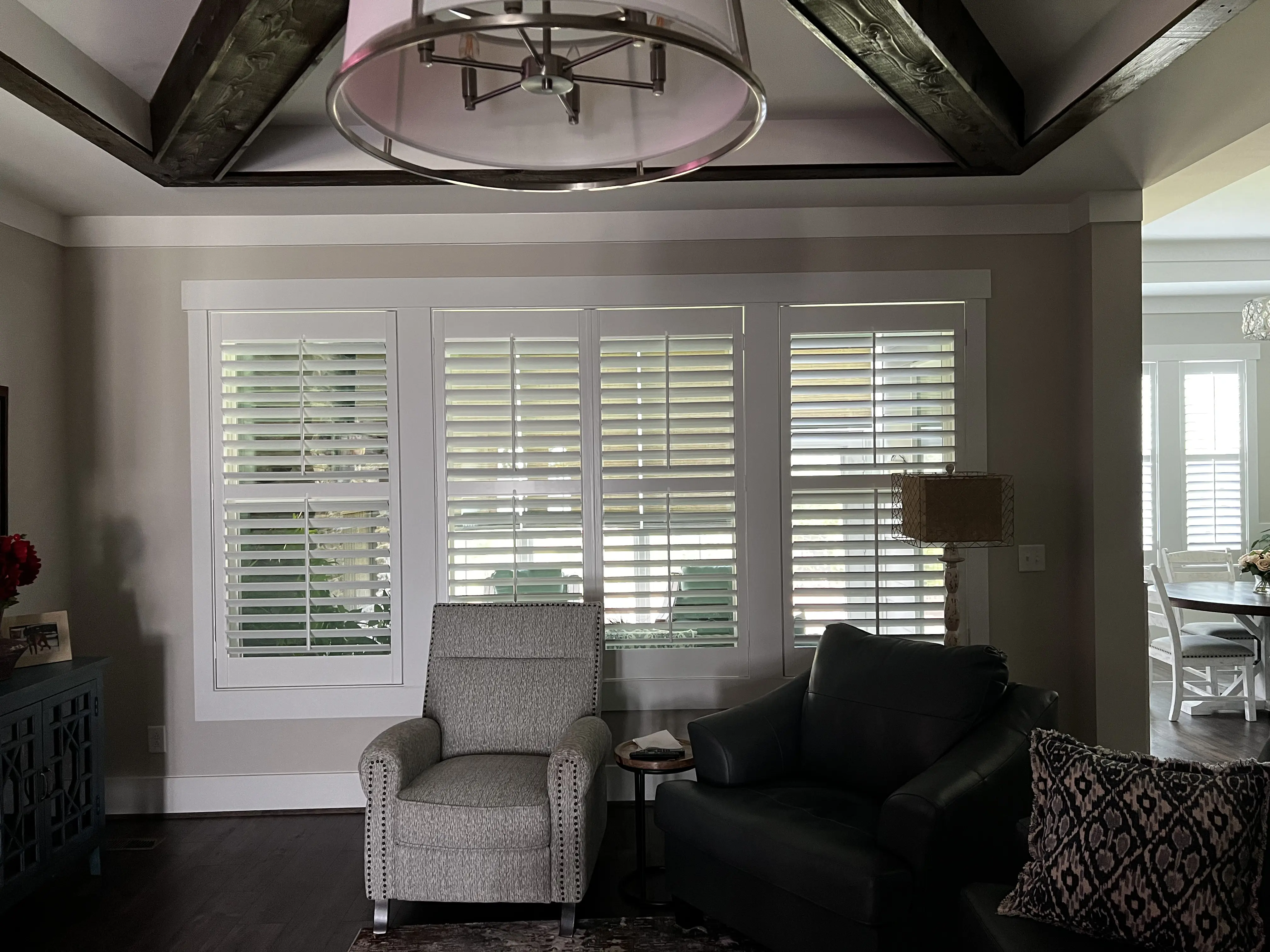 Classic white Southern plantation shutters